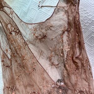 Delicate Sheer Lace Beaded lingerie dress in Dusty Rose NWT and NWOT both Sz M